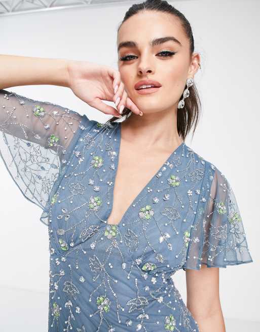 Asos robe outlet longue bleu