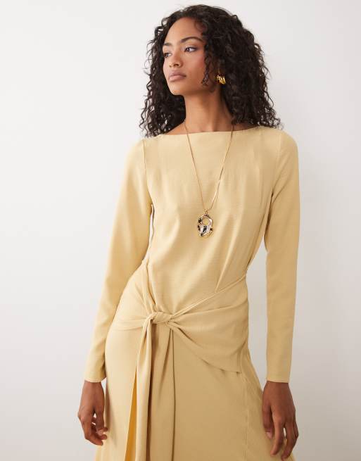 ASOS DESIGN - Robe longue à manches longues avec petits liens - Doré, 2 de 4
