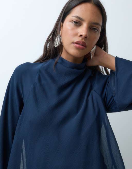 ASOS DESIGN robe longue à manches longues et double épaisseur bleu marine minuit, 4 de 5
