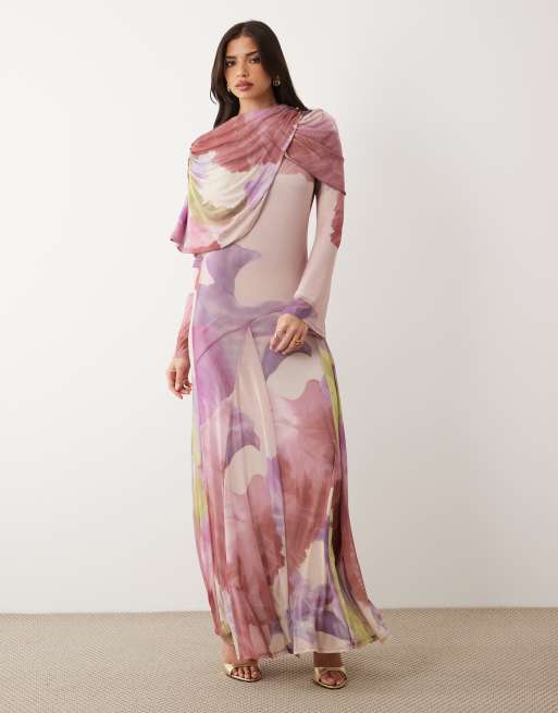 ASOS DESIGN - Robe longue à manches longues et imprimé fleuri, 3 de 4