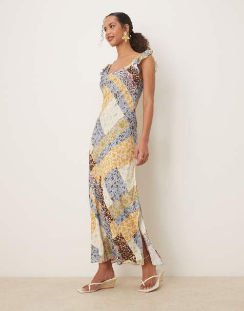 ASOS DESIGN - Robe longue à manches volantées et imprimé patchwork - view 1