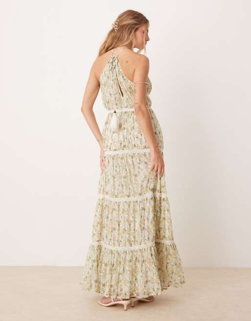 ASOS DESIGN - Robe longue à petites fleurs avec dos nu et finitions brodées, 3 de 4