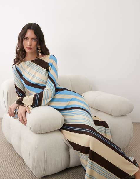 ASOS DESIGN - Robe longue à rayures avec manches longues évasées - view 1
