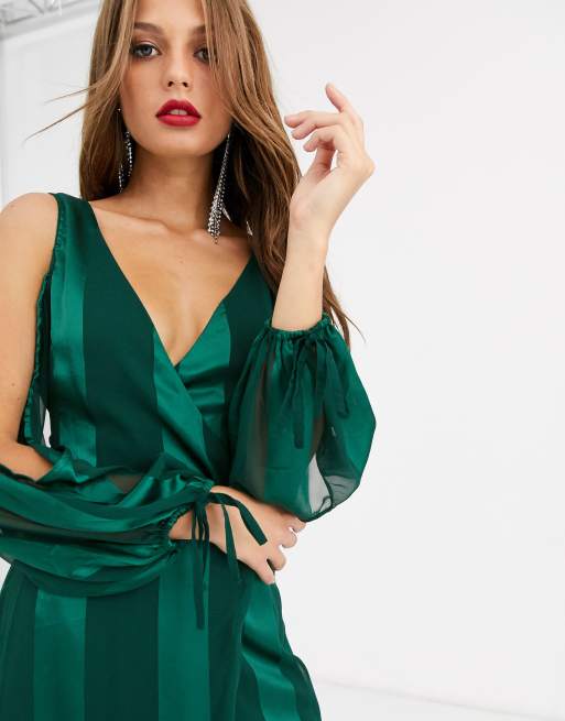 ASOS DESIGN Robe longue rayures effet d vor avec manches ouvertes