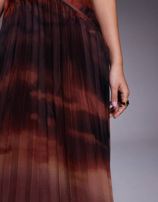 ASOS DESIGN - Robe longue à taille basse et imprimé ombré avec encolure carrée et jupe plissée, 3 de 4