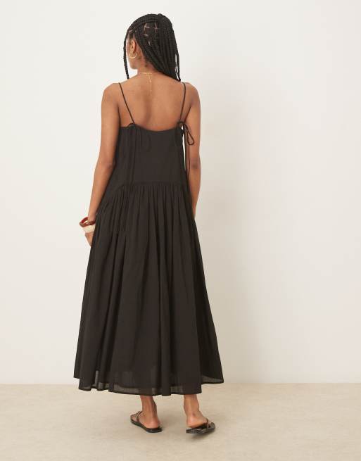 ASOS DESIGN dropped waist maxi dress in black