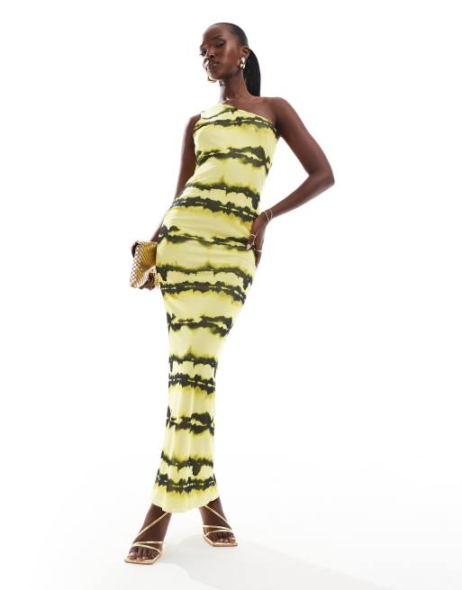 ASOS DESIGN - Robe longue asymétrique en tulle - Jaune ombré