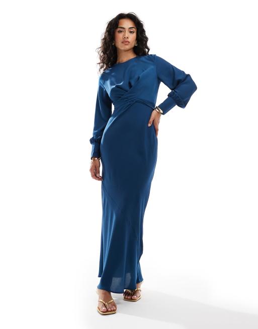 Asos robe longue bleu marine sale