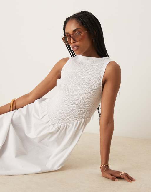 ASOS DESIGN - Robe longue avec corsage froncé - Blanc, 3 de 4