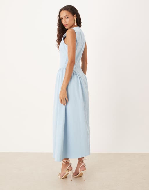 ASOS DESIGN - Robe longue avec coutures façon corset - Bleu, 2 de 4