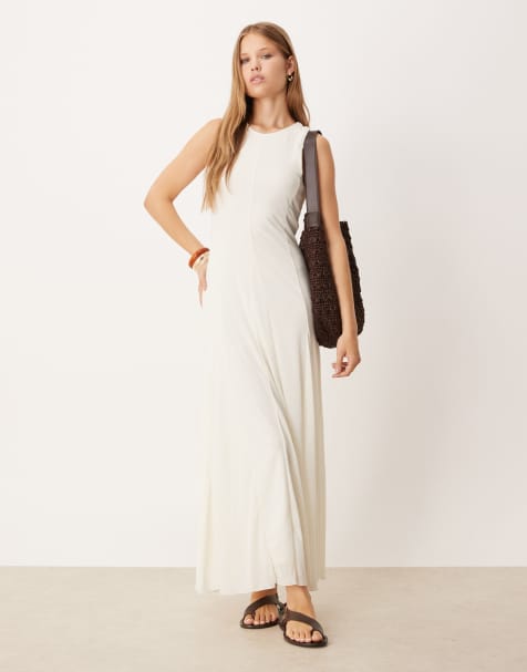 ASOS DESIGN - Robe longue avec empiècement à godets - Taupe - view 1