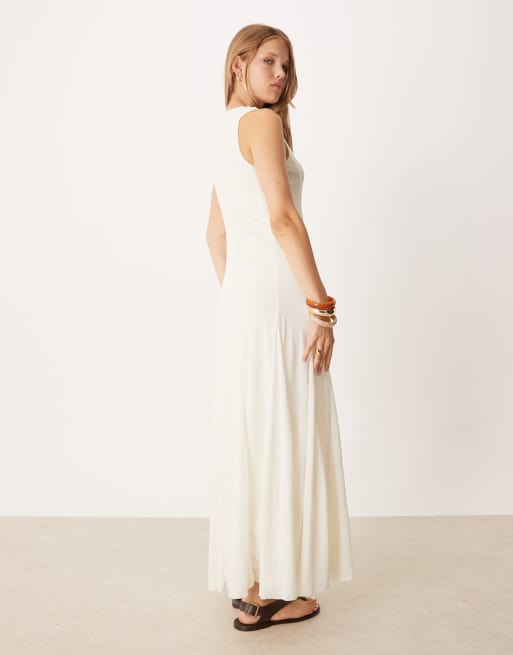 ASOS DESIGN - Robe longue avec empiècement à godets - Taupe, 3 de 4