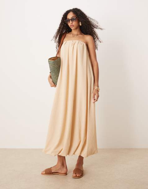 ASOS DESIGN - Robe longue bandeau avec ourlet boule - Neutre - view 1