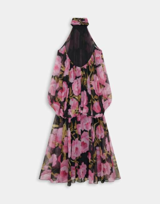 ASOS DESIGN robe longue blousante à col licou, dos ouvert, imprimé fleuri, 6 de 8