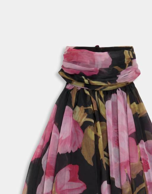 ASOS DESIGN robe longue blousante à col licou, dos ouvert, imprimé fleuri, 7 de 8