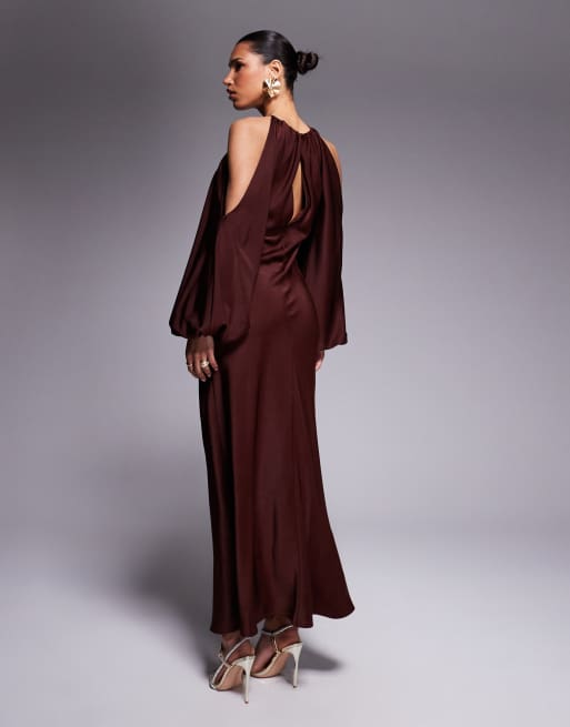 ASOS DESIGN - Robe longue blousante à épaules nues - Rouille, 4 de 4