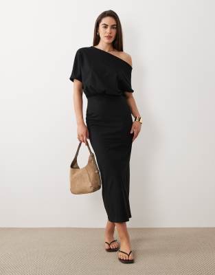 Robe longue blousante sans manches avec détail foulard-Noir XS