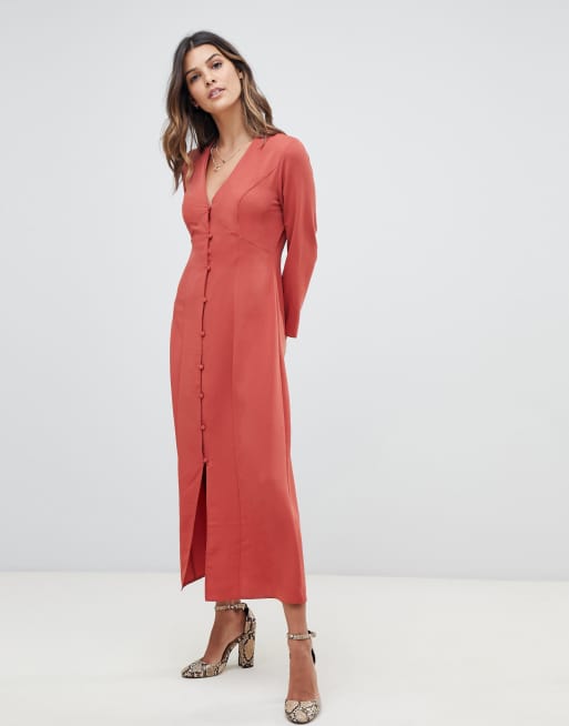 ASOS DESIGN Robe longue boutonn e manches longues