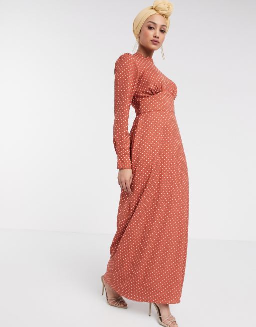 ASOS DESIGN - Robe longue boutonnée à pois