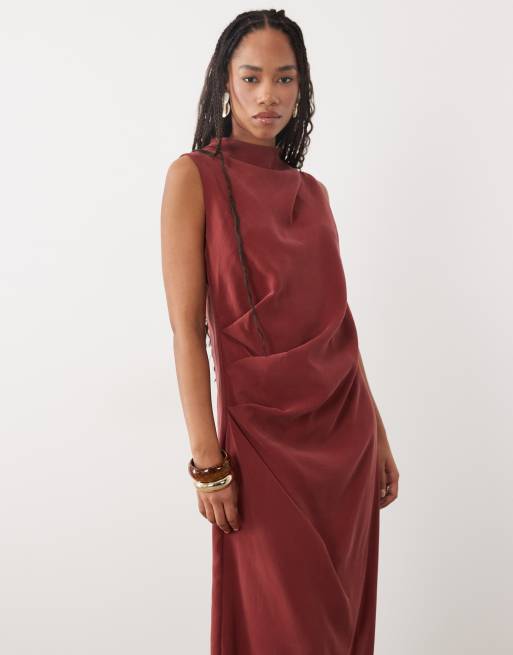 ASOS DESIGN robe longue colonne ample marron rouille, 3 de 4