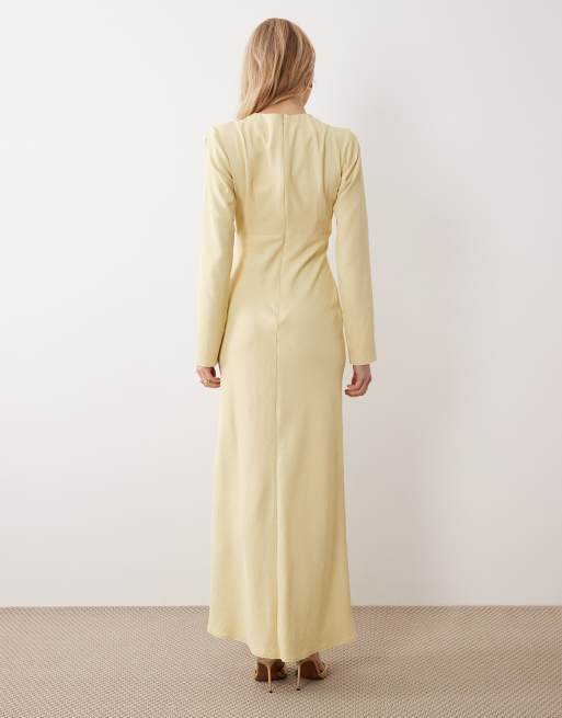 ASOS DESIGN - Robe longue coupée en biais avec détail sur le buste - Babeurre, 4 de 4