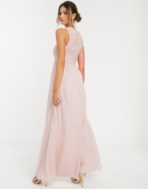 ASOS DESIGN - Robe longue de demoiselle d'honneur avec corsage plissé au fini doux, 2 de 4