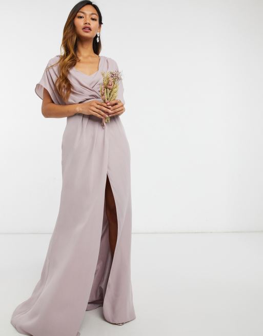 ASOS DESIGN - Robe longue de demoiselle d'honneur avec manches courtes, devant style bénitier et dos boutonné, 4 de 4