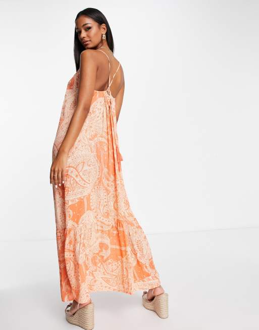 ASOS DESIGN Robe longue de plage effet froiss ourlet