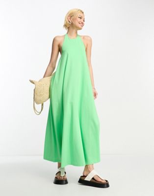 ASOS DESIGN halter maxi dress in bright green - ASOS Price Checker