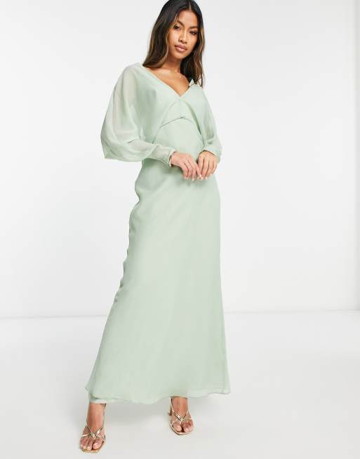 ASOS DESIGN - Robe longue douce pour demoiselle d'honneur à manches chauve-souris, 4 de 4