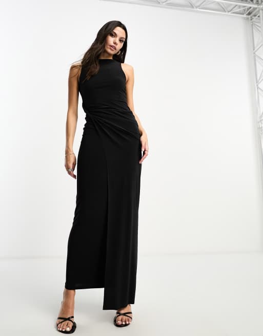 Asos robe longue noire sale