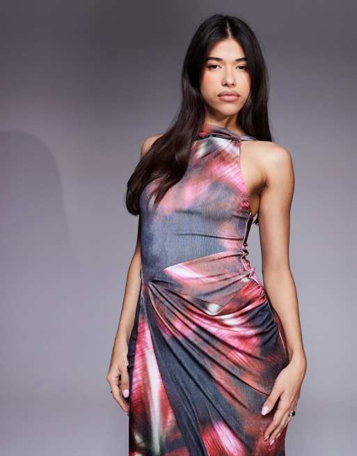 ASOS DESIGN - Robe longue drapée à imprimé floral, 2 de 4