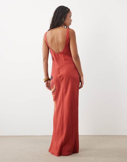 ASOS DESIGN robe longue droite à encolure ronde avec imprimé floral placé, 4 de 4