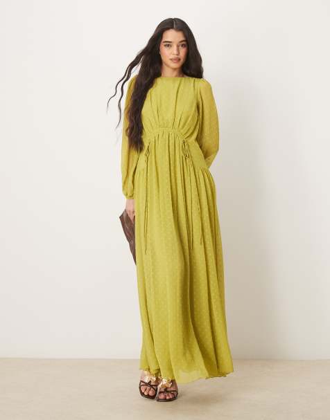 ASOS DESIGN - Robe longue effet plumetis - Vert pâle - view 1