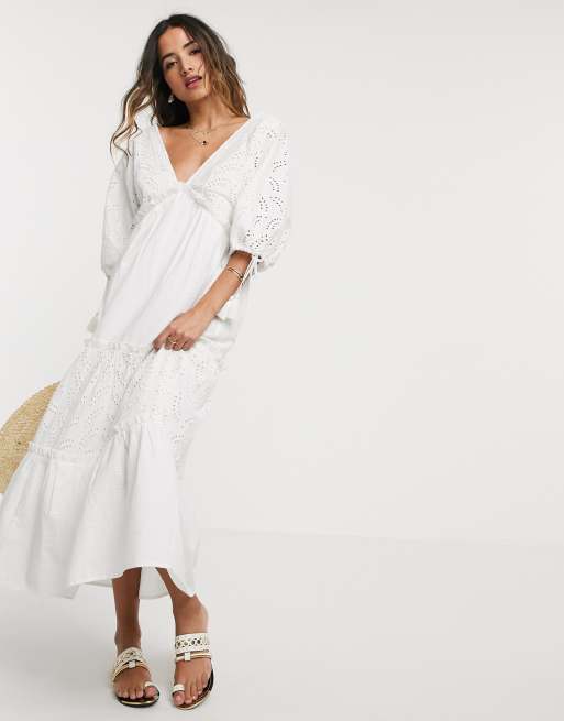 Robe broderie anglaise longue hot sale