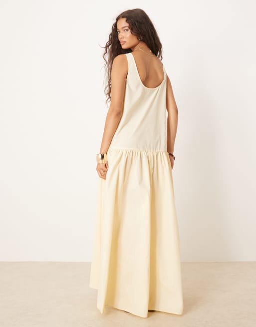 ASOS DESIGN - Robe longue en coton avec taille basse - Babeurre, 4 de 4