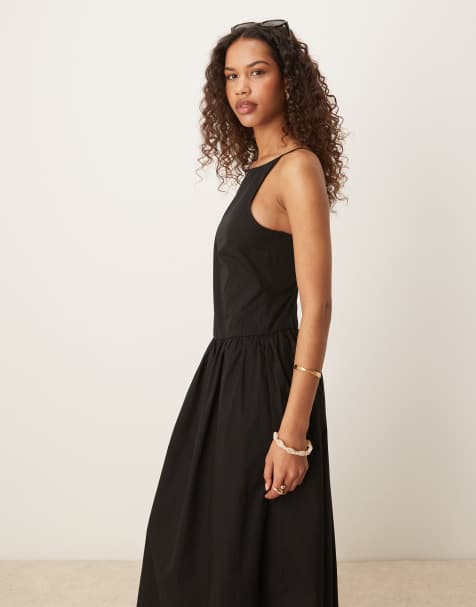 ASOS DESIGN - Robe longue en popeline rayée avec dos nu et taille basse - view 1