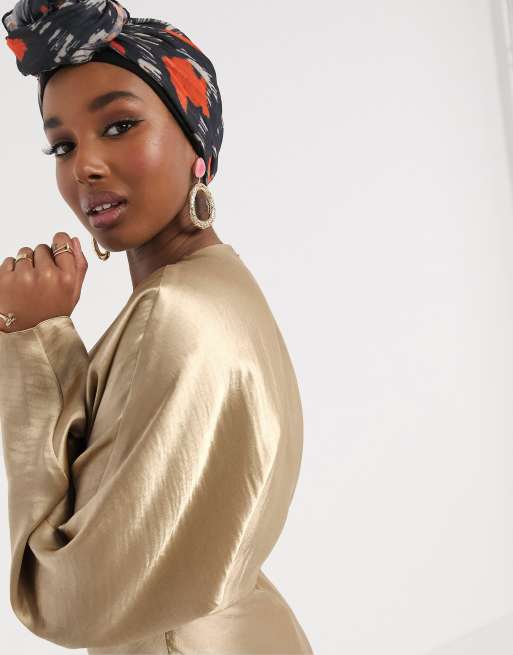 ASOS DESIGN - Robe longue en satin à manches chauve-souris coupée dans le biais - Huître, 3 de 4
