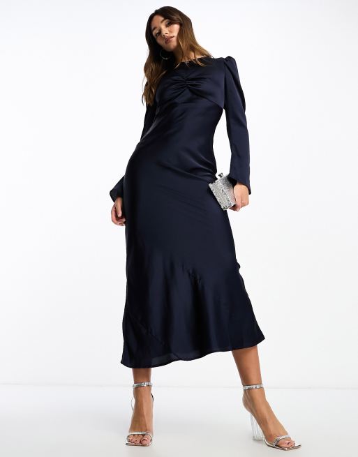 Asos robe longue bleu marine best sale