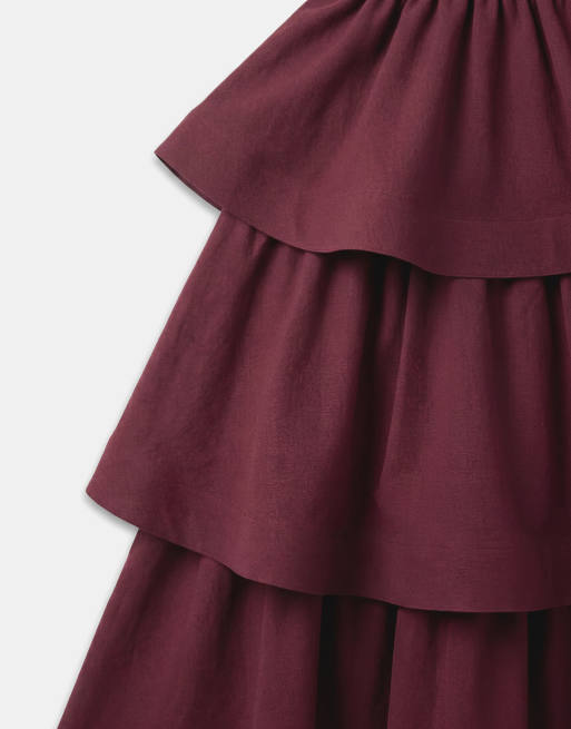 ASOS DESIGN - Robe longue et structurée à volants étagés - Prune, 8 de 8