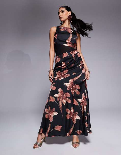 ASOS DESIGN - Robe longue et transparente à empiècements avec imprimé abstrait - view 1