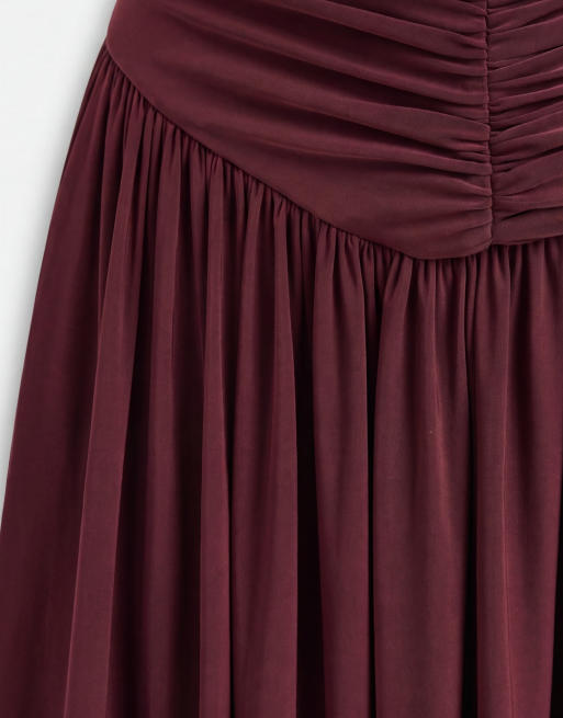 ASOS DESIGN robe longue fluide à devant froncé et jupe ample en figue, 7 de 8
