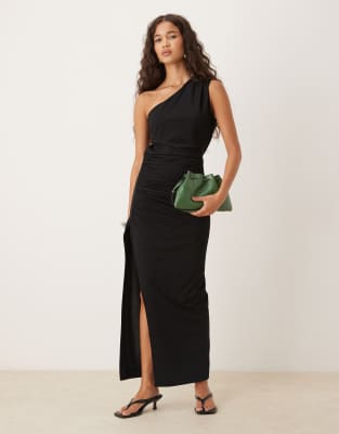 ASOS DESIGN - Robe longue froncée - Noir