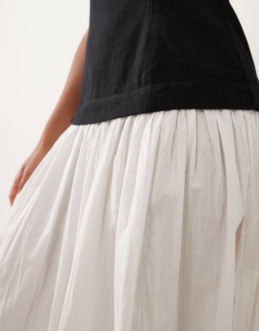 ASOS DESIGN - Robe longue hybride avec buste contrastant - Noir, 3 de 4