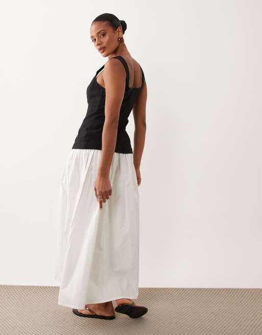 ASOS DESIGN - Robe longue hybride avec buste contrastant - Noir, 4 de 4