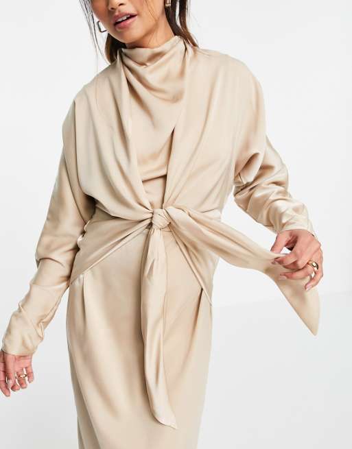 ASOS DESIGN - Robe longue nouée devant à manches chauve-souris, 3 de 4