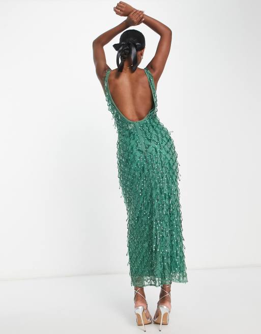 ASOS DESIGN - Robe longue ornée de pierres - Vert forêt, 2 de 4