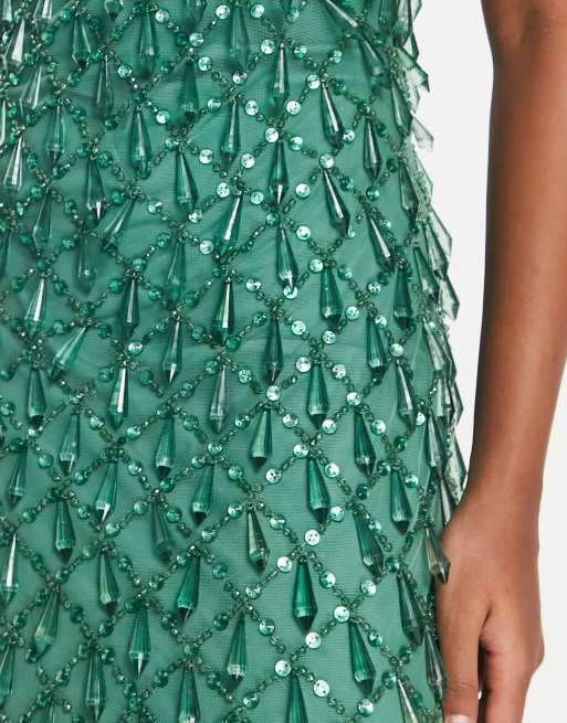 ASOS DESIGN - Robe longue ornée de pierres - Vert forêt, 3 de 4