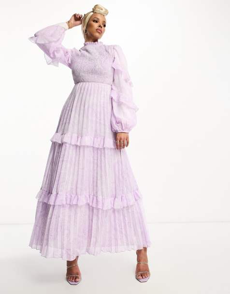 ASOS DESIGN - Robe longue plissée à imprimé cachemire avec col montant et corsage froncé - view 1