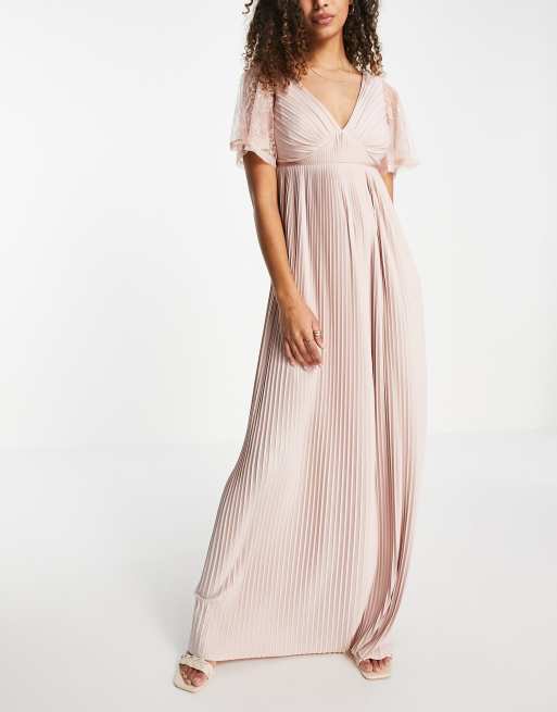 ASOS DESIGN Robe longue pliss e avec ceinture et manches en